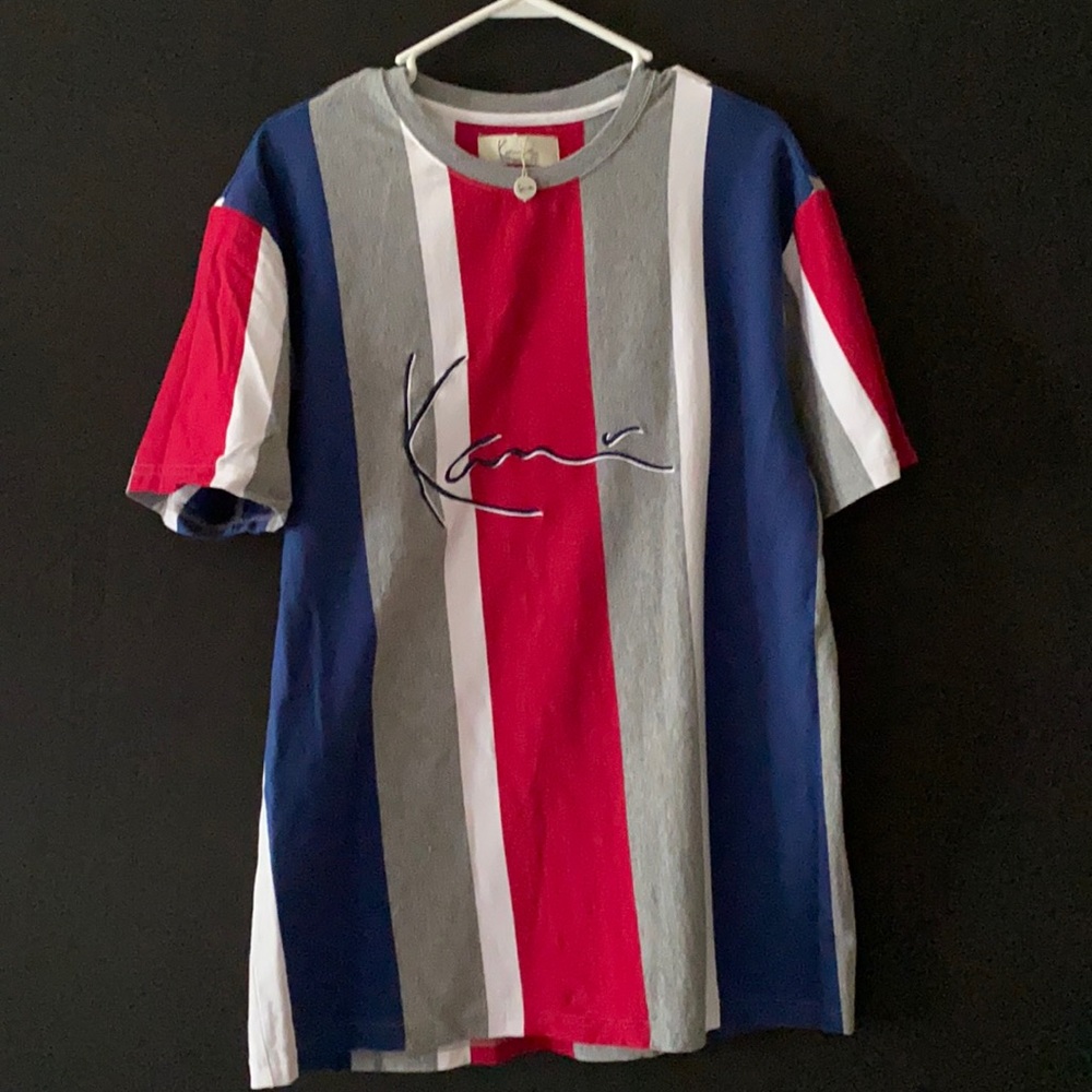 Karl Kandi vertical blocked Tee. Lightly worn.